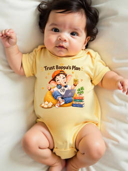 KNITROOT - Yellow Ganesh Chaturthi Theme Trust Bappa's Plan Bodysuit