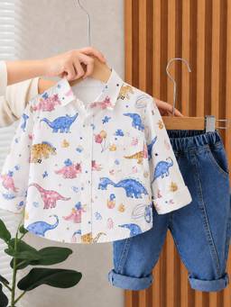 Googo Gaaga - White Cotton Full Sleeves Collar Neck Regular Shirt With Jeans