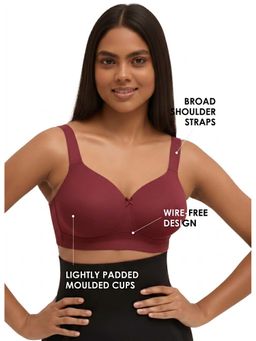 BLOSSOM - Plus Size Wire-Free Padded Full Coverage Maroon Bra