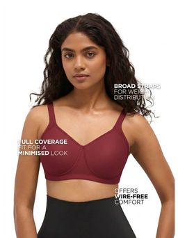 BLOSSOM - Women's Polyamide Seamless Full Coverage Padded Maroon Bra