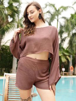 STREET 9 - Textured Brown Swim Top with Swim Bottom