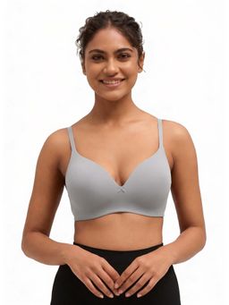 BLOSSOM - Medium Coverage Soft Polyamide-Elastane Fabric Seamless Grey Bra