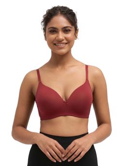 BLOSSOM - Medium Coverage Soft Polyamide-Elastane Fabric Seamless Maroon Bra