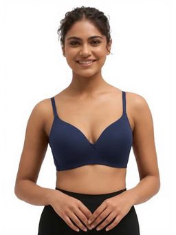 BLOSSOM - Medium Coverage Soft Polyamide-Elastane Fabric Seamless Navy Blue Bra