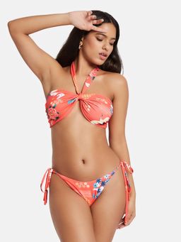 Secrets By ZeroKaata - Printed Halter Beachwear Swim Bikini Set
