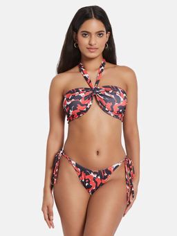 Secrets By ZeroKaata - Printed Halter Beachwear Swim Bikini Set