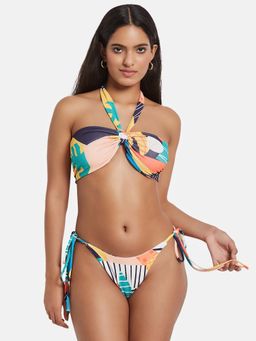 Secrets By ZeroKaata - Printed Halter Beachwear Swim Bikini Set