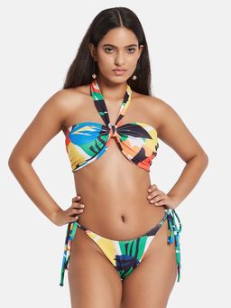 Secrets By ZeroKaata - Printed Halter Beachwear Swim Bikini Set