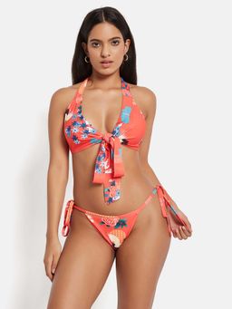 Secrets By ZeroKaata - Printed Halter Beachwear Swim Bikini Set