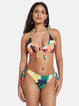 Secrets By ZeroKaata - Printed Halter Beachwear Swim Bikini Set