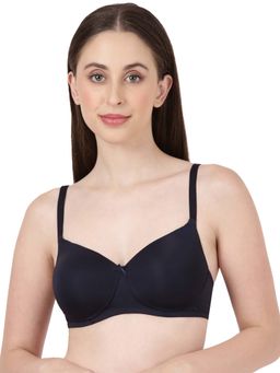 BLOSSOM - Women's Soft Polyamide Wirefree Padded Navy Blue Bra