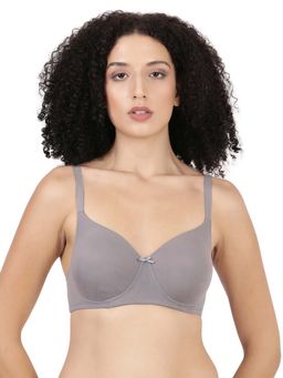 BLOSSOM - Women's Soft Polyamide Wirefree Padded Grey Bra