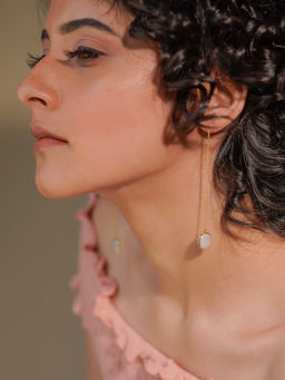 Divas Mantra - 92.5 Sterling Silver The Nordic Earrings with Rainbow Moon Stones