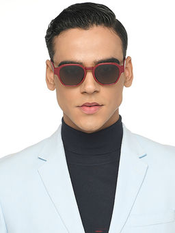 John Jacobs - by Lenskart Unisex UV Protected Brown Lens Burgundy Frame Sunglasses