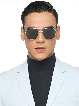 John Jacobs - by Lenskart Unisex UV Protected Grey Lens Silver Frame Sunglasses