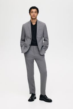 H&M - Men Grey Slim Fit Single-Breasted Jacket