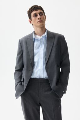 H&M - Men Grey Relaxed Fit Double-Breasted Jacket