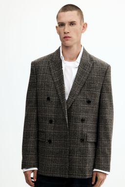 H&M - Men Brown Regular Fit Wool-Blend Double-Breasted Jacket