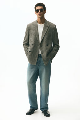 H&M - Men Beige Relaxed Fit Wool-Blend Jacket
