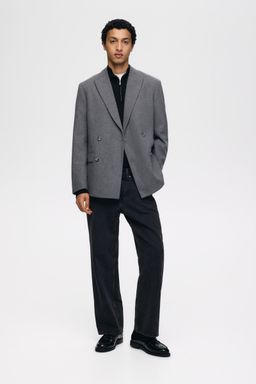 H&M - Men Grey Relaxed Fit Wool-Blend Jacket