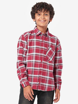 Lilpicks - Boys Full Sleeves Checkered Shirt - Maroon