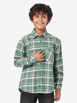 Lilpicks - Boys Full Sleeves Checkered Shirt - Green