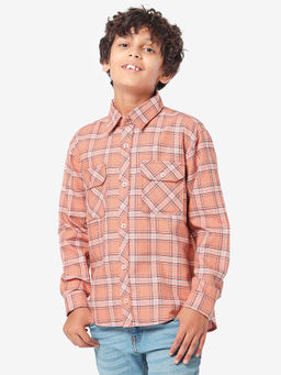 Lilpicks - Boys Full Sleeves Checkered Shirt - Orange