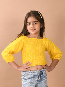 Lilpicks - Girls Summer Cool Regular Wear Crop Top - Yellow