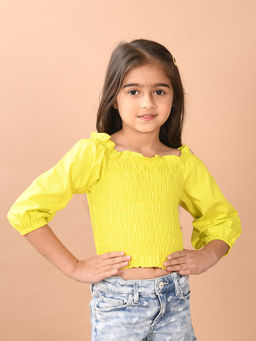 Lilpicks - Girls Summer Cool Regular Wear Crop Top - Neon Green