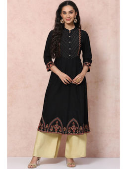 Rangriti - Black Viscose Kalidar Kurta
