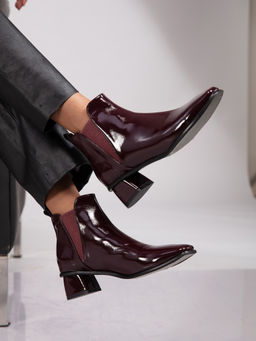 Twenty Dresses by Nykaa Fashion - Maroon Solid Ankle Length Boots