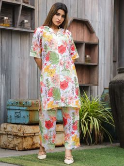 Odette - Womens Multi-Color Cotton Printed Stitched Co Ord (Set of 2)