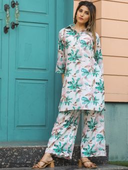 Odette - Womens Multi-Color Cotton Printed Stitched Co Ord (Set of 2)
