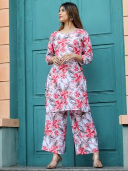 Odette - Womens Multi-Color Cotton Printed Stitched Co Ord (Set of 2)