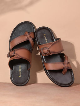 Louis Stitch - Tan Lightweight Open Toe Leather Sandal with Adjustable Buckle