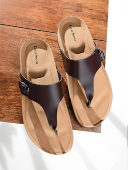 Louis Stitch - Brown Open Toe Lightweight Thong Style Cork Sandal