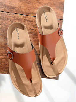 Louis Stitch - Tan Open Toe Lightweight Thong Style Cork Sandal