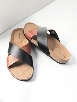 Louis Stitch - Tan Lightweight Cross Strap Casual Slip-on Cork Sandal