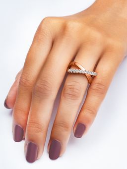 Silberry - 925 Sterling Silver Rose Gold Crossroad Ring for Womens and Girls
