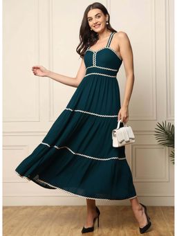 Deebaco - Teal Solid Tiered Women Maxi Dress