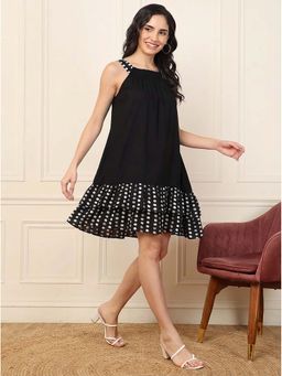 Deebaco - Black With Tiered Short Women Mini Dress