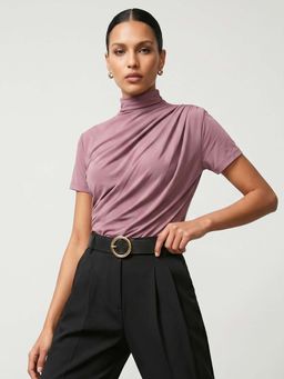 Magre - Dusty Rose Mauve Turtle Neck Top