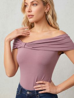 Magre - Dusty Rose Mauve Off Shoulder Top