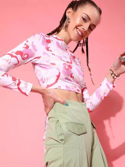 STREET 9 - Floral Print fitted Crop Top