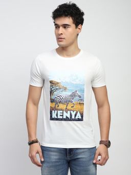 Global Republic - Men White Cotton Blend Graphic Regular Fit T-Shirt