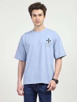 Global Republic - Men Blue Cotton Graphic Regular Fit T-Shirt