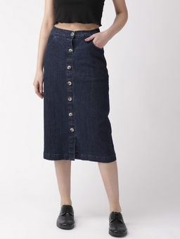 Twenty Dresses by Nykaa Fashion - Navy Blue The Cool Denim Skirt