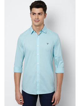 Allen Solly - Men Blue Slim Fit Solid Full Sleeves Casual Shirts