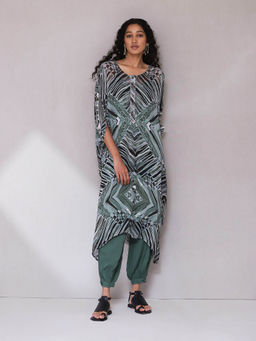 Aarke Ritu Kumar - Green Abstract Print Kurta with Pant (Set of 2)