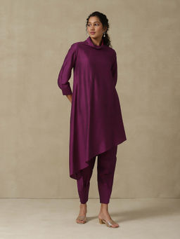 Aarke Ritu Kumar - Purple Solid Kurta with Pant (Set of 2)